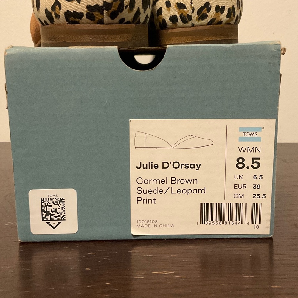 TOMS Women's Carmel Brown Suede and Leopard Print Flats - Picture 3 of 6